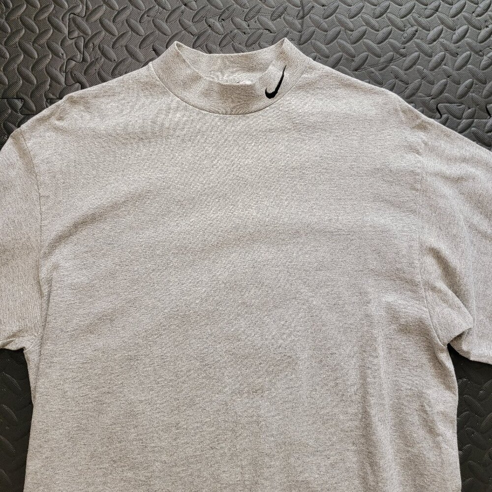 Nike Vintage 90s Y2K Era Mock Neck Long Sleeve T Shirt, Gray, Made in USA, Med - Picture 13 of 13